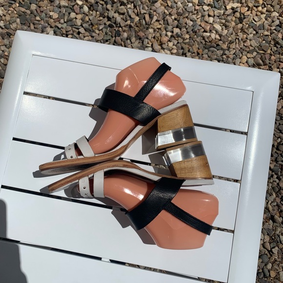 Justa Osadia designer sandals black and white leather size 40 - Picture 8 of 16